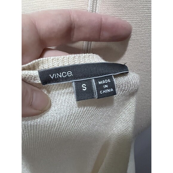 Vince Women's Size Small Sweater Wool Silk Blend Lightweight Cream Scoop Neck - Picture 6 of 7